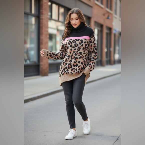 NEW•1X-2X•LAYLA FALL PERFECT MODRN LEOPARD PRINT SWEATER - Picture 3 of 14